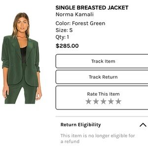Forest Green Norma Kamali single Breasted Blazer